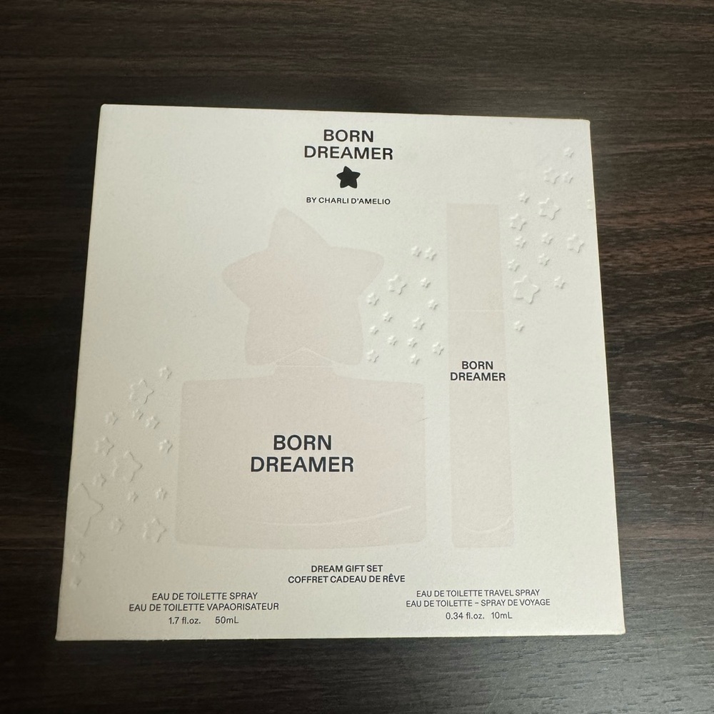 BORN DREAMER BY CHARLI D'AMELIO Gift Set 1.7oz plus TRAVEL SPRAY .34oz